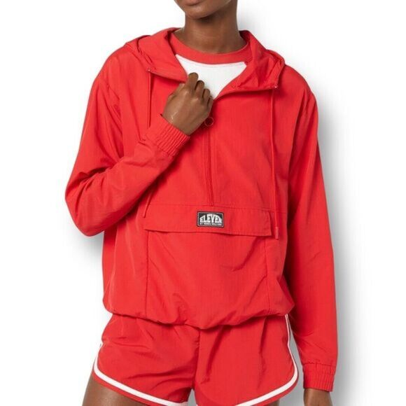 Red Nylon Windbreaker Hoodie Jacket - Picture 1 of 7